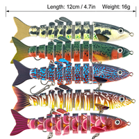 Vente chaude transfrontalière Leurre de pêche coulant multi-sections 12cm 16g 8 sections, Leurre artificiel dur crankbait pour eau douce et eau de mer, Accessoire de pêche