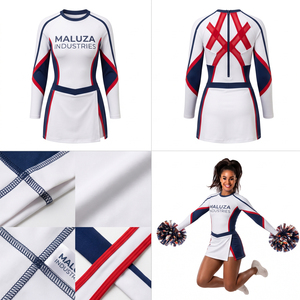 Conjuntos de Uniformes de Porristas con Brillo Metálico, Ropa de Actuación con Brillo Elegante, Colores Personalizados para Equipos, Spandex/Poliéster, Front National - Product Image 5