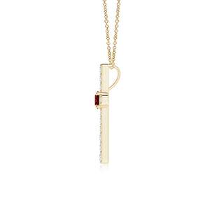 Colgante de Cruz con Rubí Rojo Certificado por IGI en Oro de 14K y Diamantes Incrustados, Colgante Religioso Cristiano Católico - Product Image 2