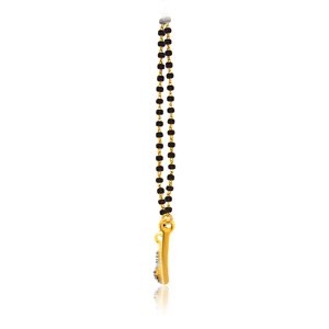 Élégant Mangalsutra plaqué or rose 18 carats en or jaune certifié IGI, chaîne à perles noires, géométrique, serti de diamants de laboratoire taillés - Product Image 3
