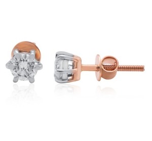 Pendientes minimalistas de oro rosa con diamantes cultivados en laboratorio para mujer, tamaño regular, ligeros, elegantes, calidad de exportación. - Product Image 2