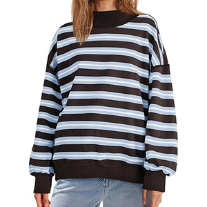 Women Mock Neck Sweatshirt Heavyweight Oversized <b>Drop</b> Shoulder Top - Product Image 5
