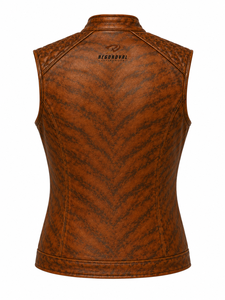 Chaleco de cuero lavable para mujer con forro suave, costuras duraderas, bolsillos prácticos y un ajuste atemporal para montar a caballo, viajar y uso casual. - Product Image 3