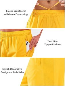 Shorts de baseball jaunes pour hommes, longueur genou, taille élastique avec poches, bas de tenue de sport pour l'entraînement - Product Image 3