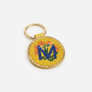 Handmade Pink Beaded W <b>Initial</b> Floral Keychain Gold Tone Lobster Clasp <b>Bag</b> Charm Personalized Gift Wholesale - Product Image 2