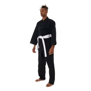Uniforme de Jiu-Jitsu unisexe noir avec ceinture blanche, durable, respirant, respectueux de l'environnement, vêtements d'entraînement d'arts martiaux disponibles à la vente en ligne - Product Image 2