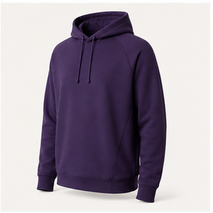เสื้อฮู้ดดี้ผู้ชายสีม่วงเข้มทรงหลวมสไตล์โมเดิร์น ปรับแต่งได้ พร้อมเชือกผูกสีโทนเดียวกัน ด้านหน้าเรียบ ผ้าฝ้ายเนื้อหนา MHOOD-0023 - Product Image 3