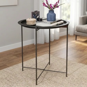 Modern Round Metal Side <b>Table</b> Industrial Design Living Room Furniture Decorative Accent <b>Table</b> - Product Image 4