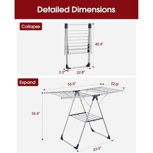 Stendibiancheria Pieghevole in Metallo con Ali Regolabili in Altezza, Stendino Autoportante Richiudibile per Biancheria da Letto e Lavanderia - Product Image 5