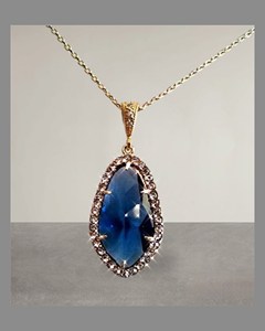 Pendentif saphir bleu, pierre tchèque, pierre de naissance de septembre, collier en argent sterling, cadeau d'anniversaire pour femme, bijoux élégants - Product Image 2