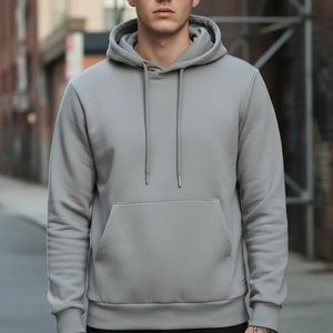 Sudadera con capucha de forro polar para hombre, estilo vintage, extragrande, con patrón liso, cuello con capucha, 420 g/m², con relieve, antiencogimiento, ideal para primavera - Product Image 1