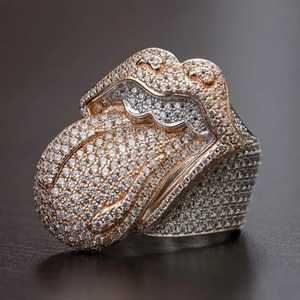 Anillo de Labio Personalizado con Incrustaciones de Diamantes Moissanite, Anillo de Hip Hop Unisex, Joyería de Plata de Ley 925 - Product Image 1