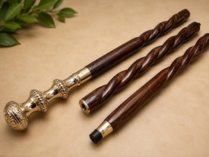 Canne de marche classique en bois sculpté avec poignée en laiton, artisanale, 36 pouces, pour la décoration intérieure - Product Image 5
