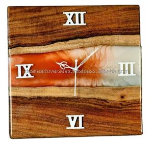 Relojes de pared de resina epoxi hechos a mano de primera calidad únicos para espacios exquisitos decoración de madera para el hogar regalo decoración del hogar - Product Image 5