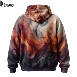 Sweat à capuche unisexe personnalisé en molleton imprimé par sublimation, motif flamme et fumée, avec cordon de serrage ajustable - Product Image 2