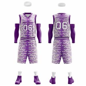 ชุดเสื้อและกางเกงบาสเก็ตบอลขายส่ง ชุดยูนิฟอร์มทีมแบบกำหนดเอง พิมพ์ลายแบบซับลิเมชั่น แห้งเร็ว ระบายอากาศได้ดี ชุดกีฬา OEM - Product Image 3