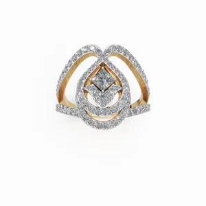 Anillo de Diamantes Cultivados en Laboratorio con Certificación IGI, Corte Redondo y Princesa, 84 Piedras, Joyería de Lujo para Mujer en Oro - Product Image 1