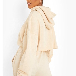 Custom Ladies Streetwear Casual Basic Long Sleeve Plain Breathable and Comfortable <b>Material</b> Cropped Hoodies for Women's - Product Image 6