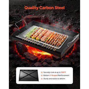 Piastra per Griglia a Gas Universale 24x16 Pollici, Piastra Teppanyaki Portatile in Acciaio al Carbonio, Piastra Rettangolare in Metallo per BBQ - Product Image 2