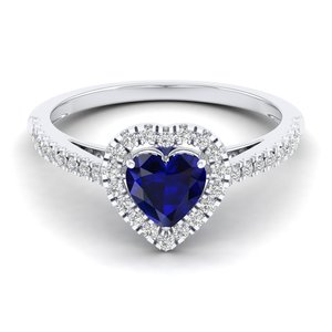 Bague de fiançailles REYES en or rose massif 14 carats de haute qualité, diamant certifié IGI, taille cœur, saphir bleu 0,75 carat, bijoux - Product Image 5