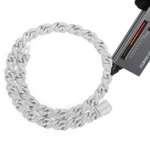 Mens Lab Grown Diamond 925 Silver Iced Out Interlocking Link Chain Cuban Style Luxury <b>Statement</b> <b>Necklace</b> Fashion Jewellery Bling - Product Image 6