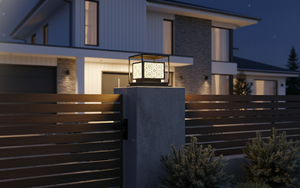 ไฟเสาประตู LED รุ่น E27 IP65 ลายคลื่นทันสมัย ตกแต่งบ้านพักตากอากาศกลางแจ้ง สีดำ เหล็กเคลือบสีฝุ่นคุณภาพสูง แสงวอร์มไลท์ - Product Image 3