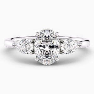 Bague de fiançailles en diamant de laboratoire de 2,50 carats, taille ovale, couleur F, clarté VS2, certifiée IGI, or blanc 18 carats, solitaire - Product Image 1