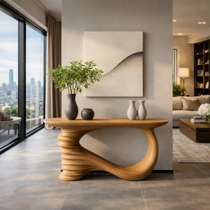 Luxali Modern Contemporary Hotel <b>Console</b> <b>Table</b> Saman Wood Handcraft High-Class Furniture <b>for</b> <b>Entry</b> and Villa - Product Image 2
