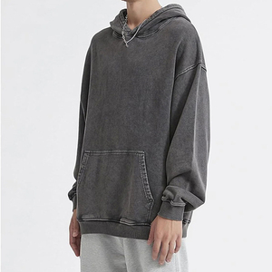 Sweat à capuche pour homme de haute qualité, confortable, automne-hiver, vintage, effet délavé, 400 GSM, respirant, polyester/coton, pour l'extérieur - Product Image 4