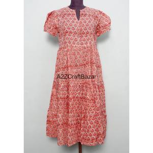 Vestido Maxi de Algodón 100% con Cuello en V y Manga Larga, Estampado a Bloques, Estilo Bohemio Casual, Sexy, Ecológico, Silueta en A, para Todas las Estaciones, Primavera - Product Image 1