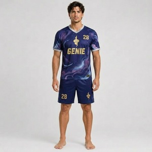 ชุดฟุตบอลชาย Genie แบบพิมพ์ลาย Sublimation ผ้าโพลีเอสเตอร์ระบายอากาศได้ดี เสื้อและกางเกงขาสั้น ชุดทีมสำหรับผู้ใหญ่ ชุดกีฬาฟุตบอล - Product Image 1
