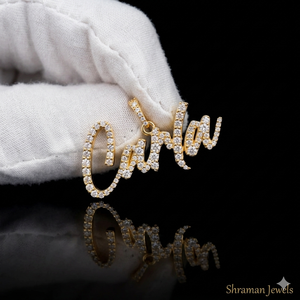 SHRAMAN DIAMOND Collar con Colgante de Letra Inicial Cursiva Personalizada, Estilo Hiphop, Oro Sólido de 14K, con Diamantes Cultivados en Laboratorio, Brillantes - Product Image 1
