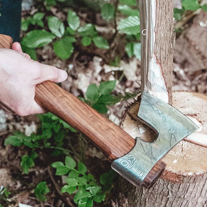 Hache en acier à motif Damas, manche en bois fait main, outil classique de collection pour l'artisanat extérieur - Product Image 5