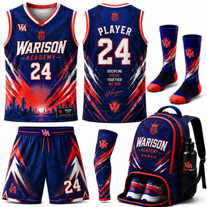 Wholesale Manufacturer Basketball Jersey And Short Set With Socks Sleeves And Jogging Shoes And Bag Pack Basketball Teamwear Set - Product Image 6