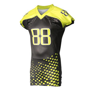 Ensemble de maillot de football américain pour hommes, noir et vert lime, col en V, sans manches, sublimé, respirant, ajusté, en mesh - Product Image 6