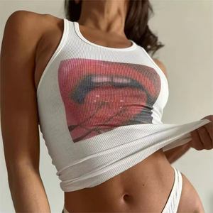 Débardeurs personnalisés pour femmes, coupe courte, en tricot premium écologique, anti-boulochage, séchage rapide, en Spandex/Coton, pour la maison, avec impression sérigraphique - Product Image 1