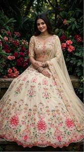 Lehenga Choli en soie rose brodée, longueur au sol, tenue de mariage traditionnelle pour femmes, style Inde Pakistan - Product Image 5