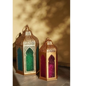 Farol de Hierro Marroquí Antiguo con Vidrio Colorido, Hecho a Mano, Ecológico, Decoración Colgante para Interiores/Exteriores - Product Image 4