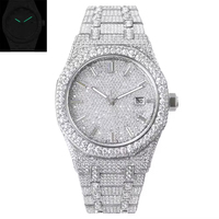 Reloj de Lujo para Hombre, Estilo Hip Hop, con Incrustaciones de Moissanita, Caja Cuadrada de Acero Inoxidable de 46 mm, Esfera de Cristal Analógica, Movimiento Mecánico, Correa de 20 mm, 10