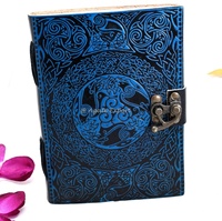Vente en gros de carnets en cuir véritable faits à la main, écologiques, avec motifs mandala et chakra en relief, motif rectangulaire, pierres d'agate - Agate