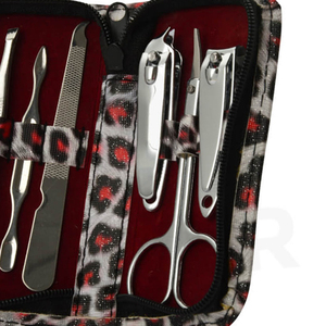 Luxury Leopard Print 7-Piece Stainless Steel Manicure & <b>Pedicure</b> Nail Care Kit with Portable Zipper Travel Case - Product Image 3