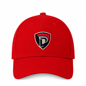 Gorra de Béisbol Roja de 6 Paneles con Logotipo de Letra en Relieve en el Panel Frontal, Gorra Casual Ajustada Unisex para Adultos, de Algodón Satinado con Transferencia Térmica - Product Image 1