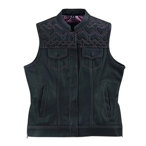 Chaqueta de Motocicleta para Mujer, de Cuero Genuino y Lona Ecológica, con Cuello Alto, Diseño Acolchado, Cierre de Cremallera, Ropa de Abrigo para Otoño - Product Image 1