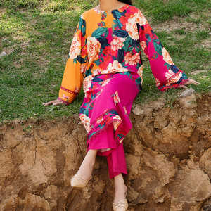 2PC Digital Printed Grip Silk Suit PW4118 Elegant Cocktail Dresses - Product Image 4