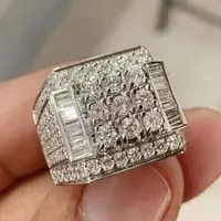 Bague unisexe TISHYA DIAMOND en moissanite, plaqué or, argent sterling, taille brillant, style vintage, luxe, mariage, hip-hop