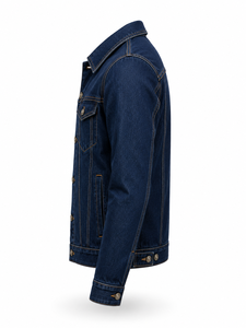 Chaqueta de Mezclilla Azul Oscuro para Hombre, Cierre de Botones, Corte Regular, Estampado Informal, Estilo Otoñal, 100% Algodón Tejido, Resistente al Viento - Product Image 2