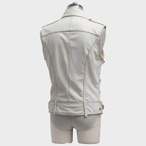 Gilet de motard en cuir blanc pour homme, style punk rock, équipement de moto - Product Image 3