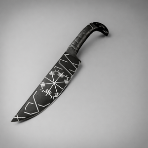 Cuchillo de Camping Estilo Vikingo Hecho a Mano por SAZ ENTERPRISES, Mango de Cuero con Cabeza de Cuervo de Odín, Acero al Carbono de Espiga Completa, 10 Pulgadas - Product Image 5