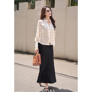 Falda Larga Elegante Negra de Cintura Alta Estilo Sirena para Mujer, Cómoda, Transpirable, Informal de Oficina, Moderna, de Spandex/Poliéster, ODM OEM - Product Image 2