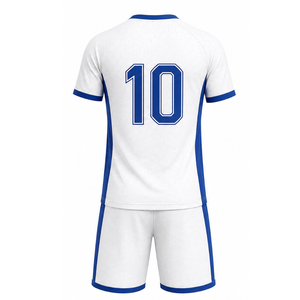 Elegante uniforme de fútbol blanco, camiseta de fútbol azul real, ropa profesional para equipos de fútbol, uniforme de fútbol personalizable - Product Image 1